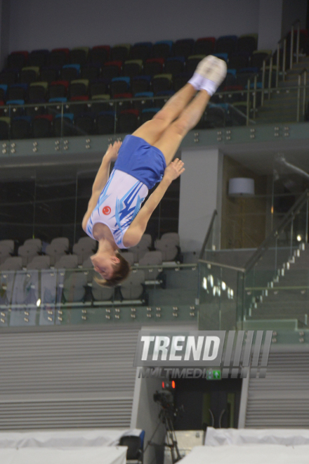 Bakıda batut gimnastikası üzrə Dünya Kubokunda iştirak edəcək idmançıların podium məşqləri. Azərbaycan, 4 mart, 2016